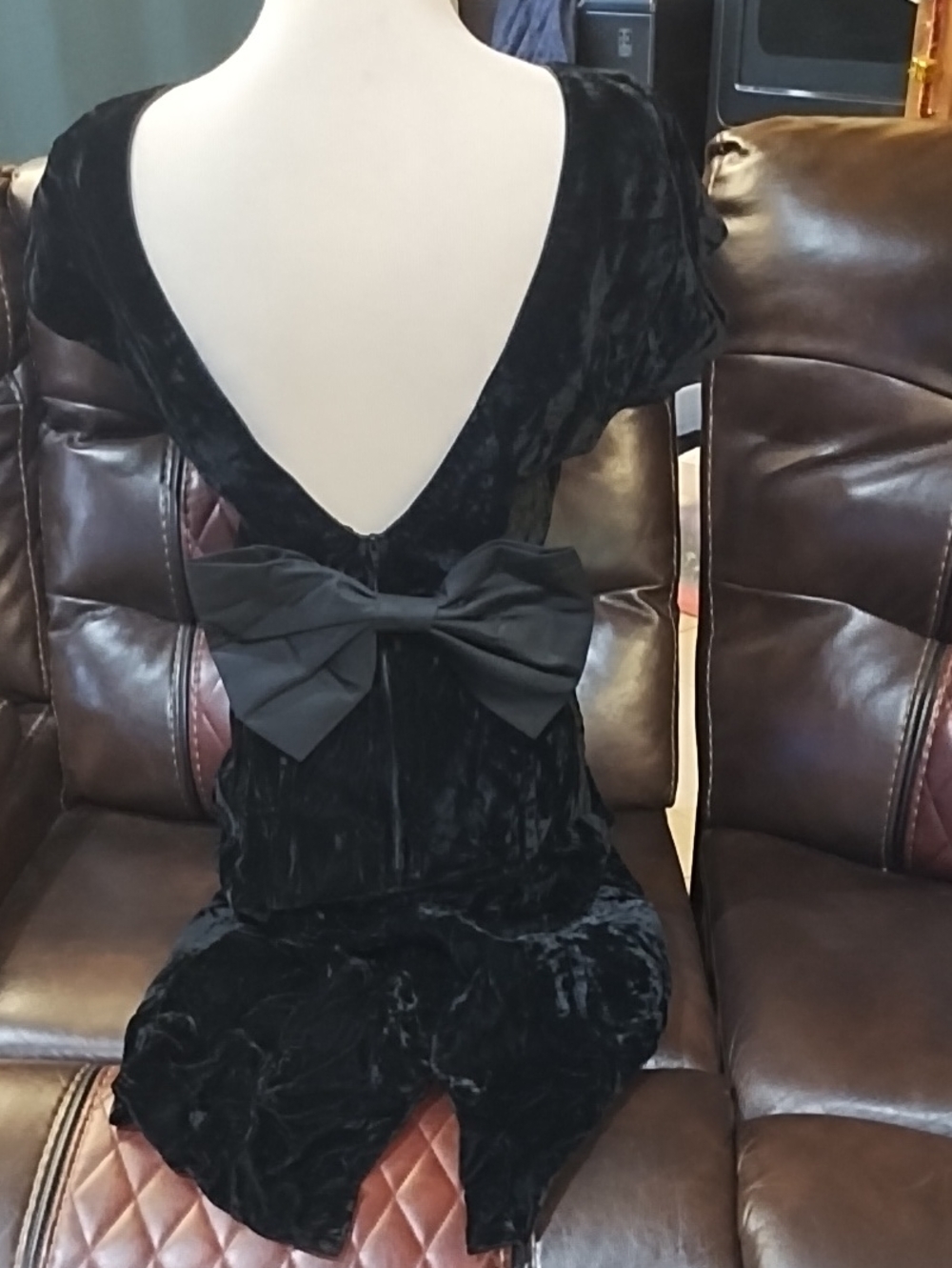 Kwai Lan Louis Black Crush Velvet Dress View 3
